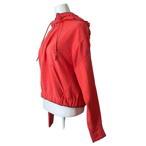 Athleta XS Ascend Warm Up Hoodie Pullover 1/4 Zip Coral Sweatshirt Pocket - Picture 9 of 12